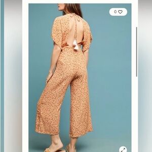 Faithful the Brand Natasha Floral Jumpsuit Size Large 8 Orange Yellow Wide Leg